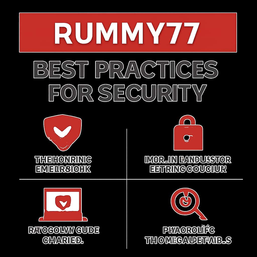 An educational diagram outlining security practices for Rummy77.