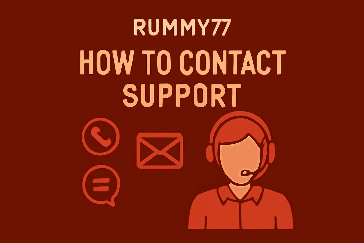 An informational visual representation of reaching Rummy77 support featuring relevant text.