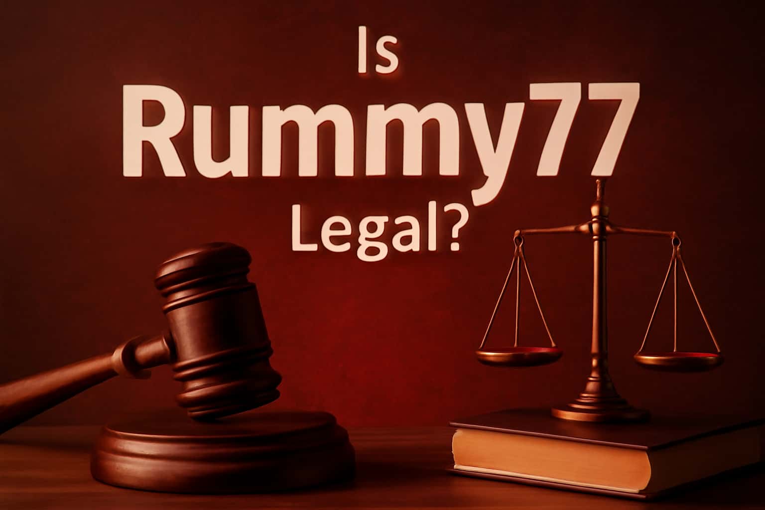 A professional image discussing the legal status of Rummy77.