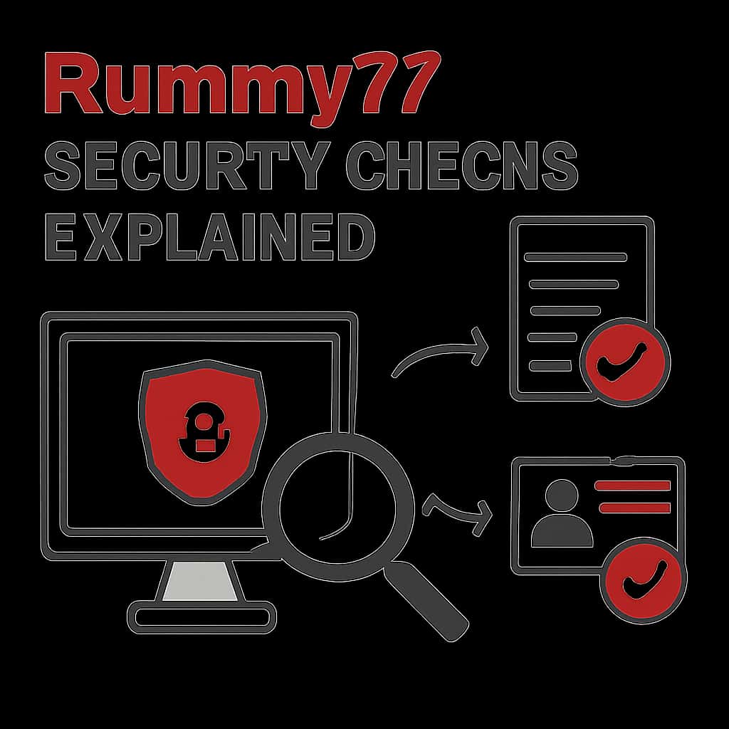 A diagram depicting Rummy77 security checks process.
