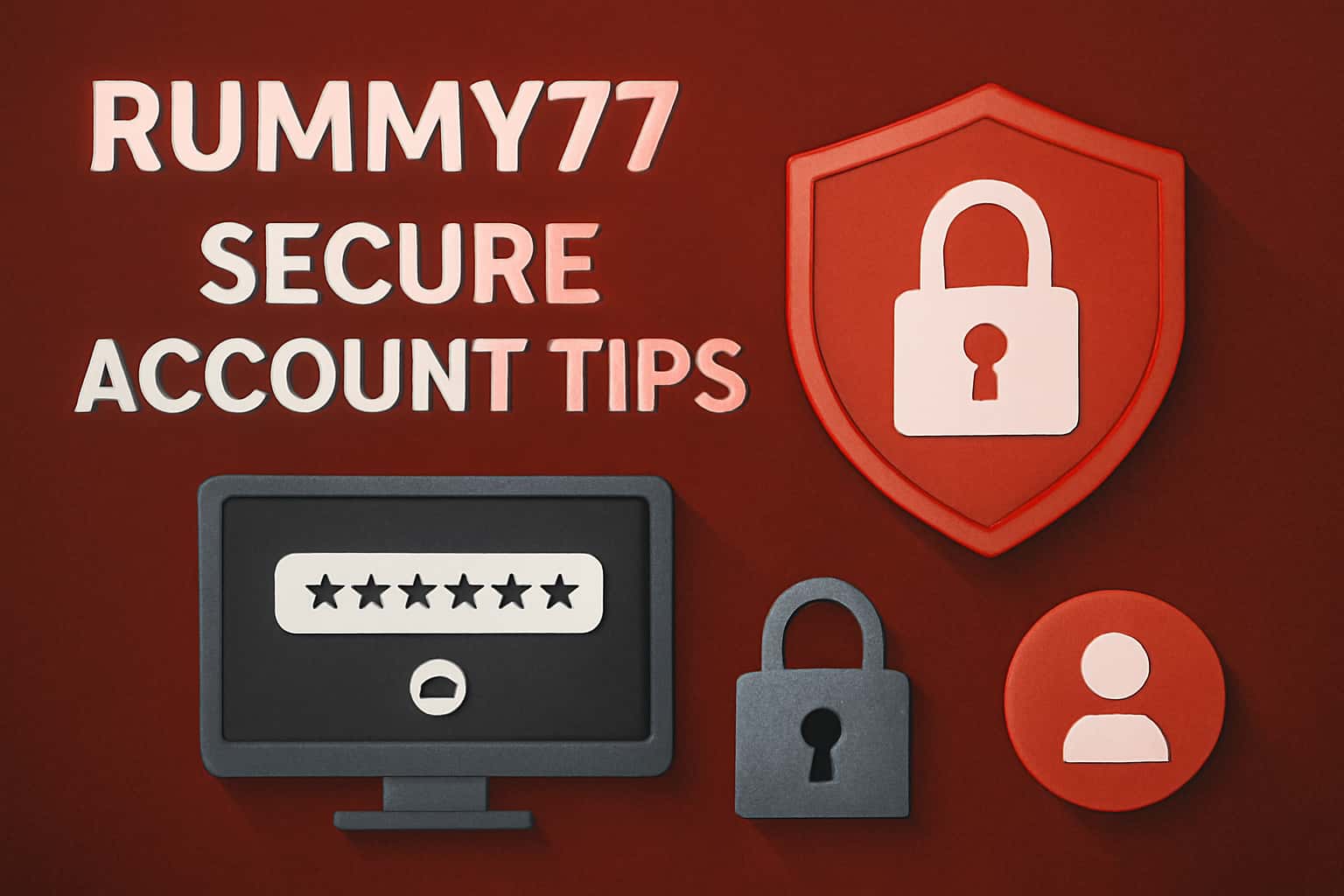 An informative scene depicting security tips for a Rummy77 account.