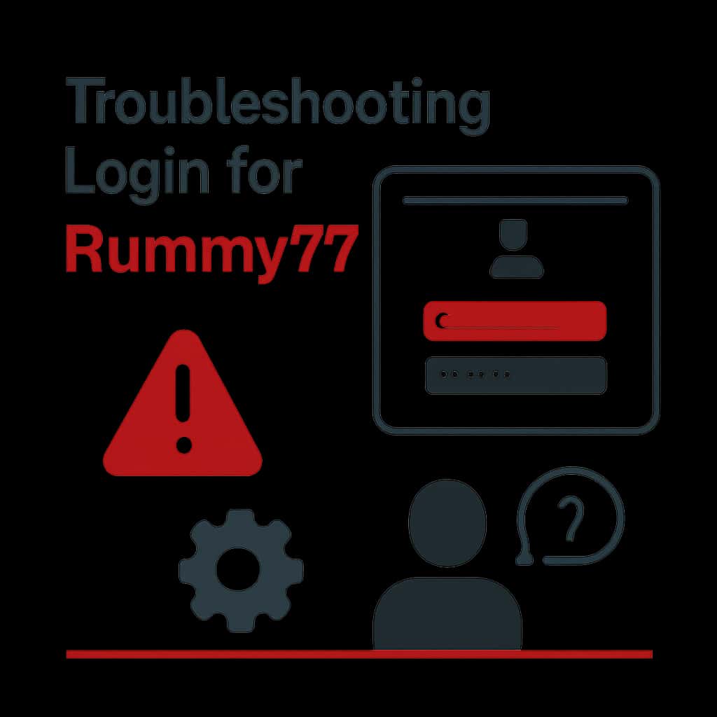 An educational diagram about troubleshooting login issues for Rummy77.