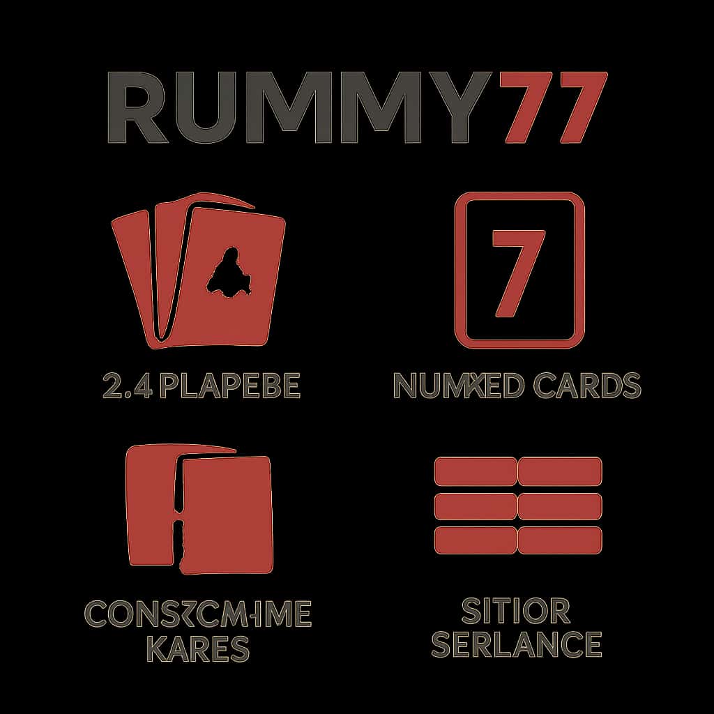 An educational illustration of Rummy77 features.